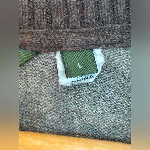 Eddie Bauer Men's Beige 1/4 Zip Mock Neck Knit Pullover Cotton Cashmere Blend; L - Picture 7 of 8